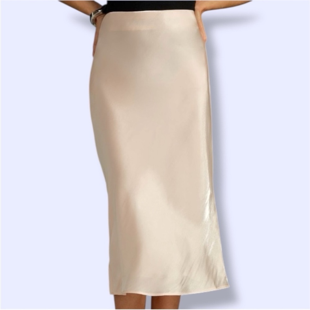 Anthropologie The Elypse Midi Skirt Cream Ivory Shimmer Women's Size M